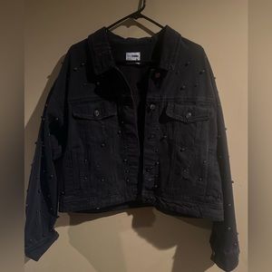 Black denim with pearls Jean jacket